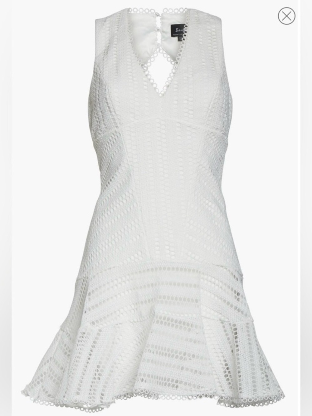 Bardot White Sleeveless Eyelet Fit & Flare Mini Dress